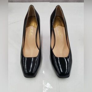 Women's Cole Haan Carma Nike Air Black Patent Leather Kitten Heel Pumps Size 7.5